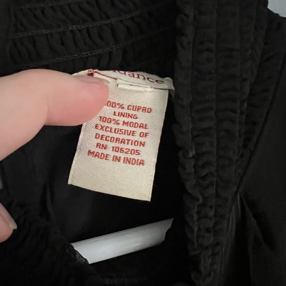 Sundance Size M Fleur Fare Top Black Floral Embroidered Sheer Shirt Blouse - Picture 4 of 5